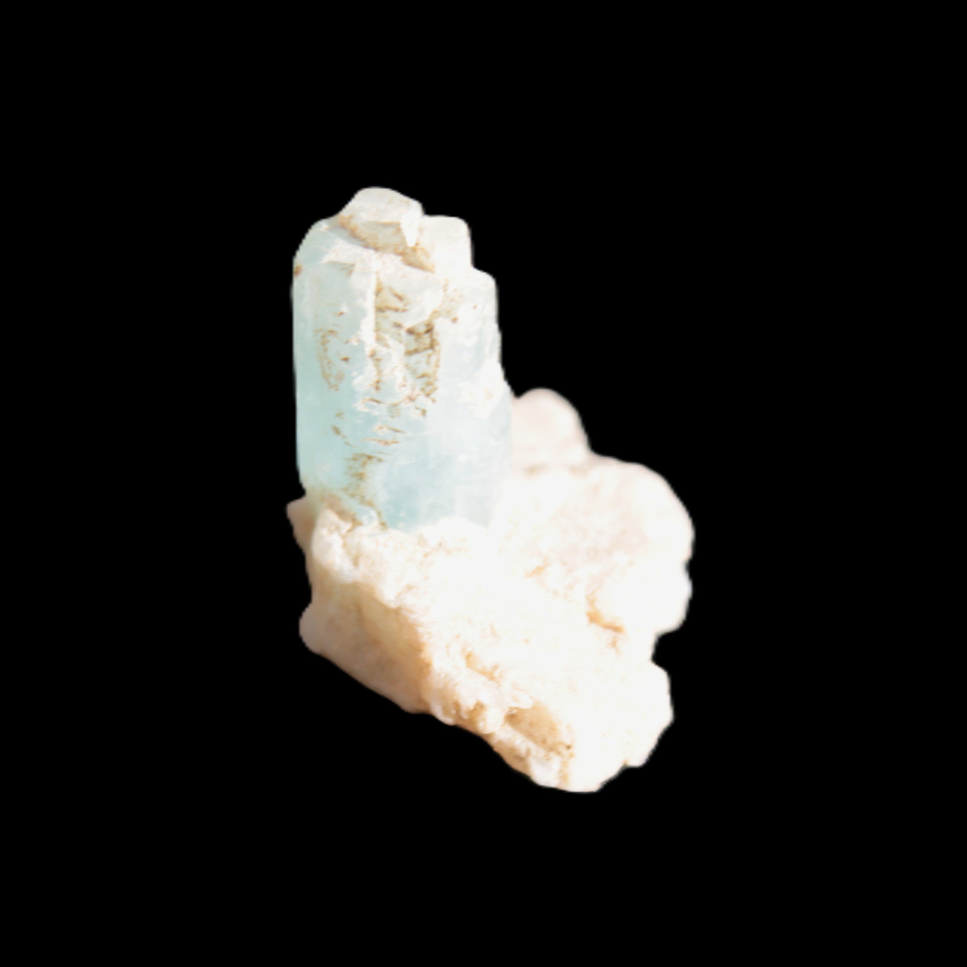 Blue Aquamarine crystals on Mica matrix 24ct 4.8g in sunshine - Rocks and Things Store
