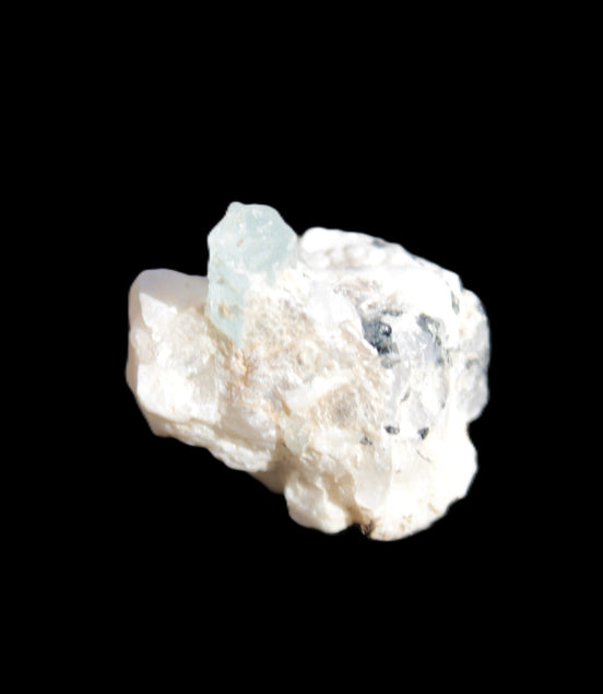 Blue Aquamarine crystal (6mm) on matrix 25mm 50ct 10g in sunshine - Rocks and Things Store