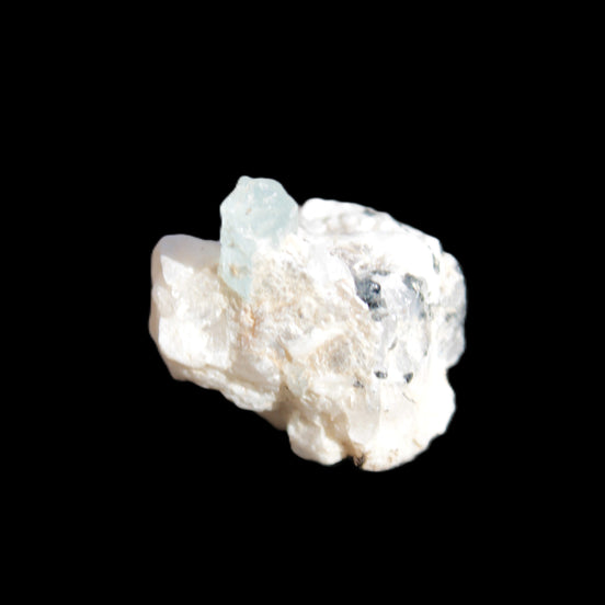 Blue Aquamarine crystal (6mm) on matrix 25mm 50ct 10g in sunshine - Rocks and Things Store