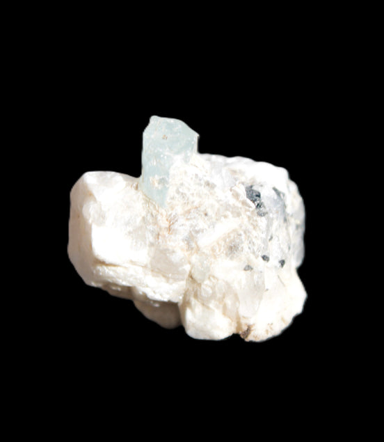Blue Aquamarine crystal (6mm) on matrix 25mm 50ct 10g in sunshine - Rocks and Things Store