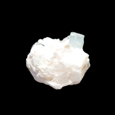 Blue Aquamarine crystal (6mm) on matrix 25mm 50ct 10g in sunlight - Rocks and Things Store