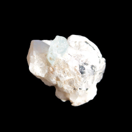 Blue Aquamarine crystal (6mm) on matrix 25mm 50ct 10g in sunlight - Rocks and Things Store