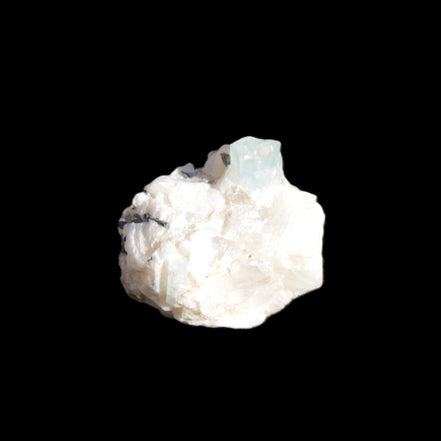 Blue Aquamarine crystal (6mm) on matrix 25mm 50ct 10g in sunlight - Rocks and Things Store