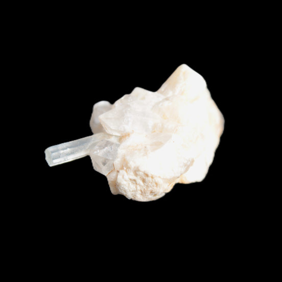 Thin Clear Aquamarine with tiny Lemurian Quartz crystals on matrix 32.6ct 6.5g Rocks and Things