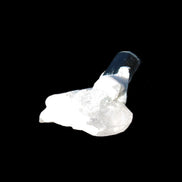 Dark Black Green Tourmaline 10mm on Clear Quartz with matrix dusting 24.6ct 4.9g in bright sunshine - Rocks and Things Store