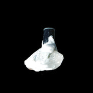 Dark Black Green Tourmaline 10mm on Clear Quartz with matrix dusting 24.6ct 4.9g in bright sunshine - Rocks and Things Store