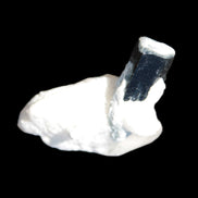 Dark Black Green Tourmaline 10mm on Clear Quartz with matrix dusting 24.6ct 4.9g in bright sunshine - Rocks and Things Store