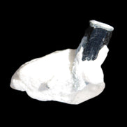 Dark Black Green Tourmaline 10mm on Clear Quartz with matrix dusting 24.6ct 4.9g in bright sunshine - Rocks and Things Store