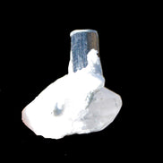 Dark Black Green Tourmaline 10mm on Clear Quartz with matrix dusting 24.6ct 4.9g in bright sunshine - Rocks and Things Store