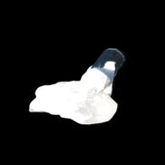 Dark Black Green Tourmaline 10mm on Clear Quartz with matrix dusting 24.6ct 4.9g in bright sunshine - Rocks and Things Store