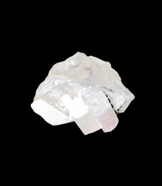 Pink with faint Green Watermelon Tourmaline 11mm on Clear Quartz 48ct 9.6g - Rocks and Things Store