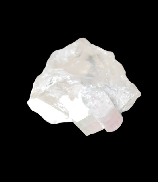 Pink with faint Green Watermelon Tourmaline 11mm on Clear Quartz 48ct 9.6g - Rocks and Things Store