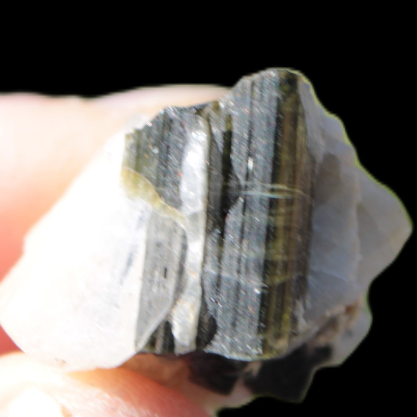 Dark Black Elbaite cluster in Clear Calcite matrix 25mm 50ct 10g Rocks and Things