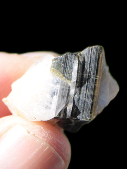 Black Elbaite cluster in matrix in sunshine