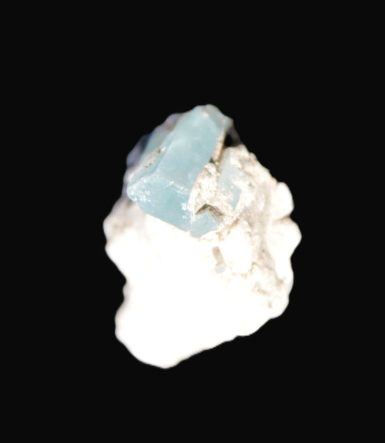 Blue Aquamarine crystal on Mica and Feldspar matrix 42.6ct 8.5g Rocks and Things