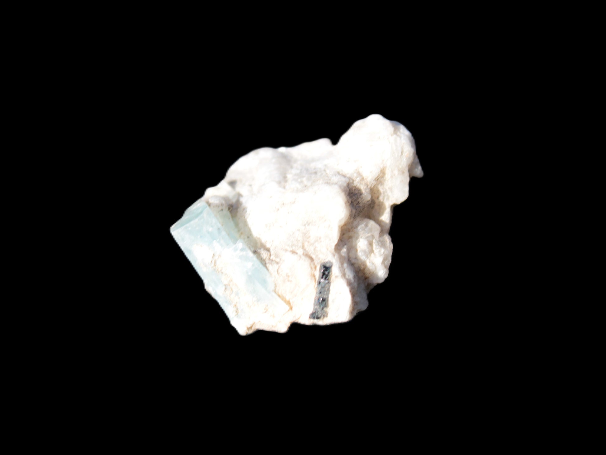 Blue Aquamarine crystal on Mica and Feldspar matrix 42.6ct 8.5g Rocks and Things