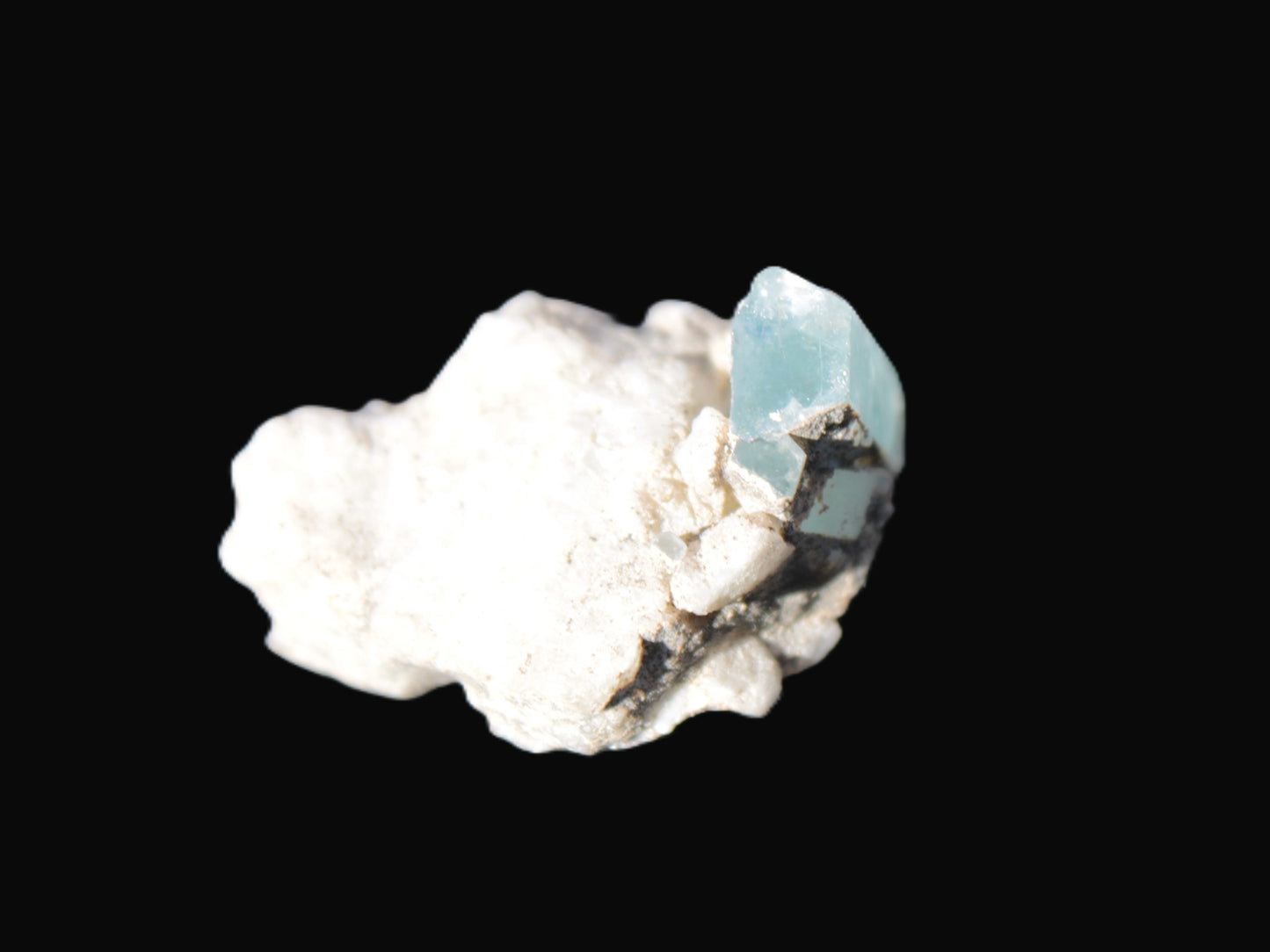 Blue Aquamarine crystal on Mica and Feldspar matrix 42.6ct 8.5g Rocks and Things