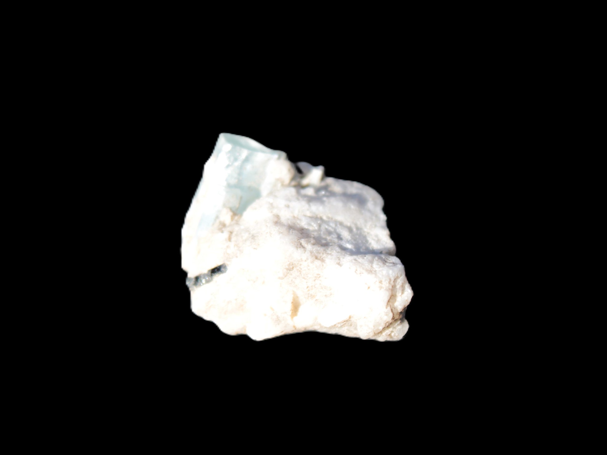 Blue Aquamarine crystal on Mica and Feldspar matrix 42.6ct 8.5g Rocks and Things