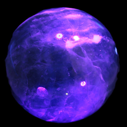 Large Green Fluorite sphere 2563g in UV light