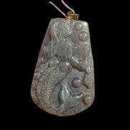 Large Labradorite mermaid carved pendant with chain necklace in sunshine - Rocks and Things Store