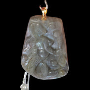 Large Labradorite mermaid carved pendant with chain necklace in sunshine - Rocks and Things Store