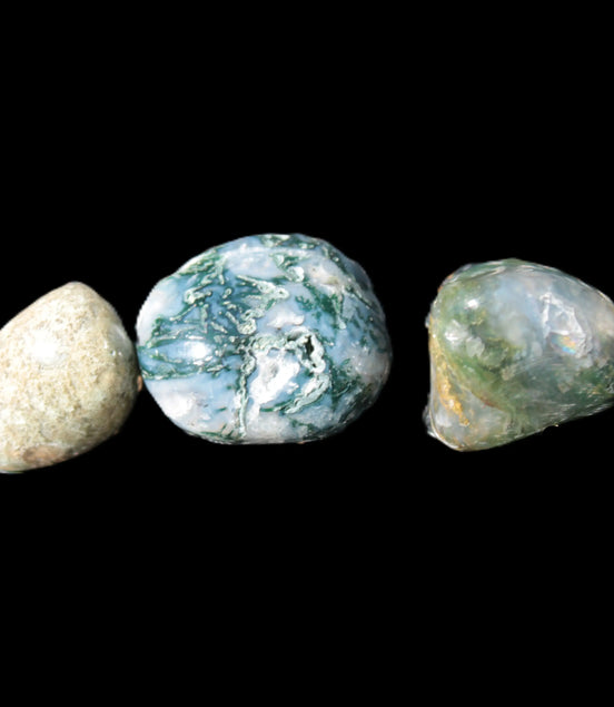 Moss Agate 3 crystals from Madagascar 6-9g Rocks and Things