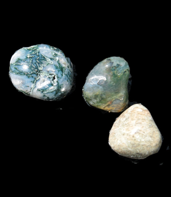 Moss Agate 3 crystals from Madagascar 6-9g Rocks and Things