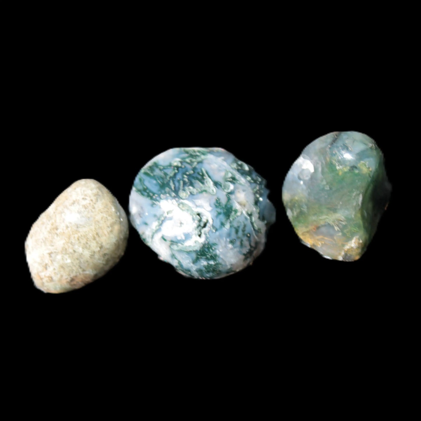 Moss Agate 3 crystals from Madagascar 6-9g Rocks and Things