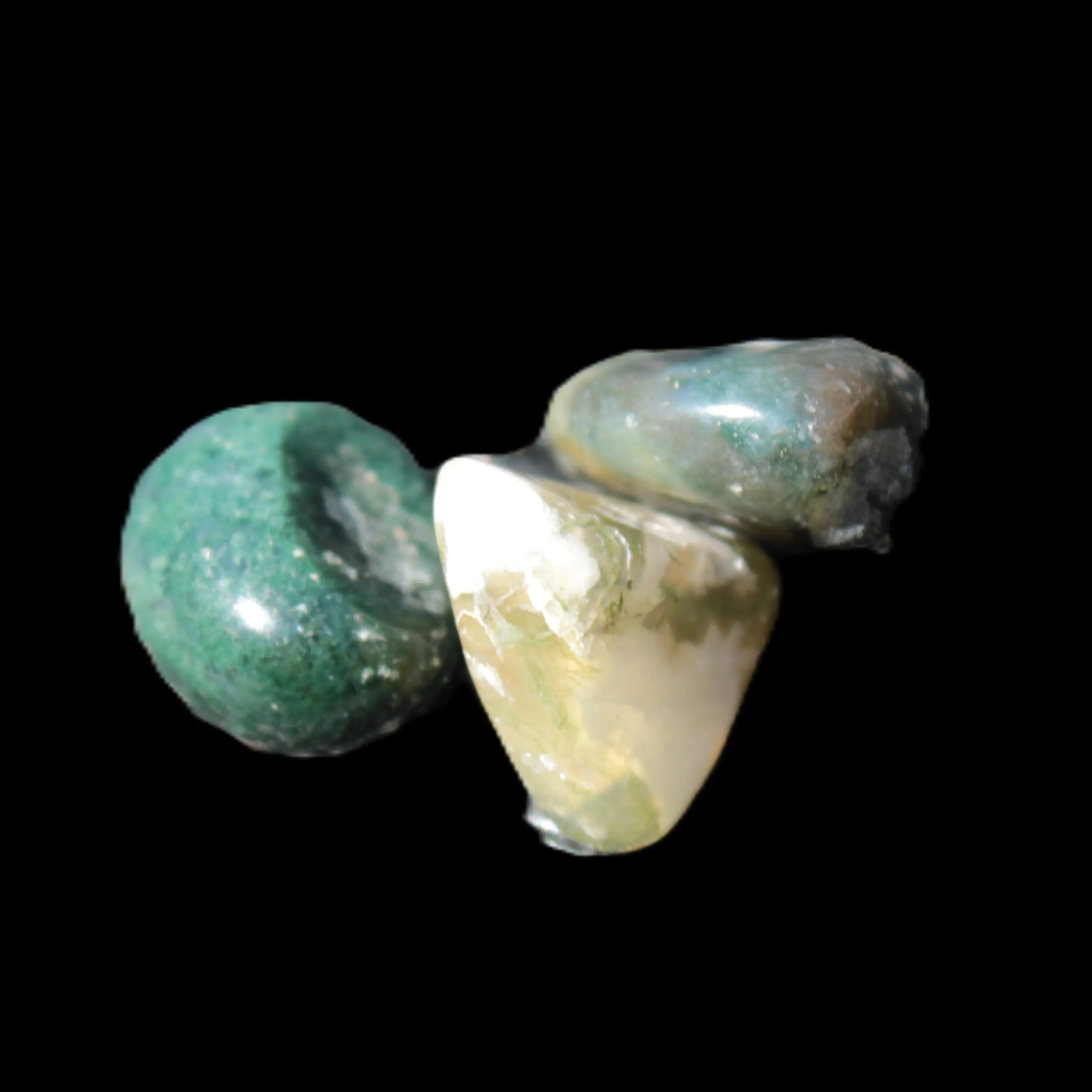 Moss Agate 3 crystals from Madagascar 6-9g Rocks and Things Store