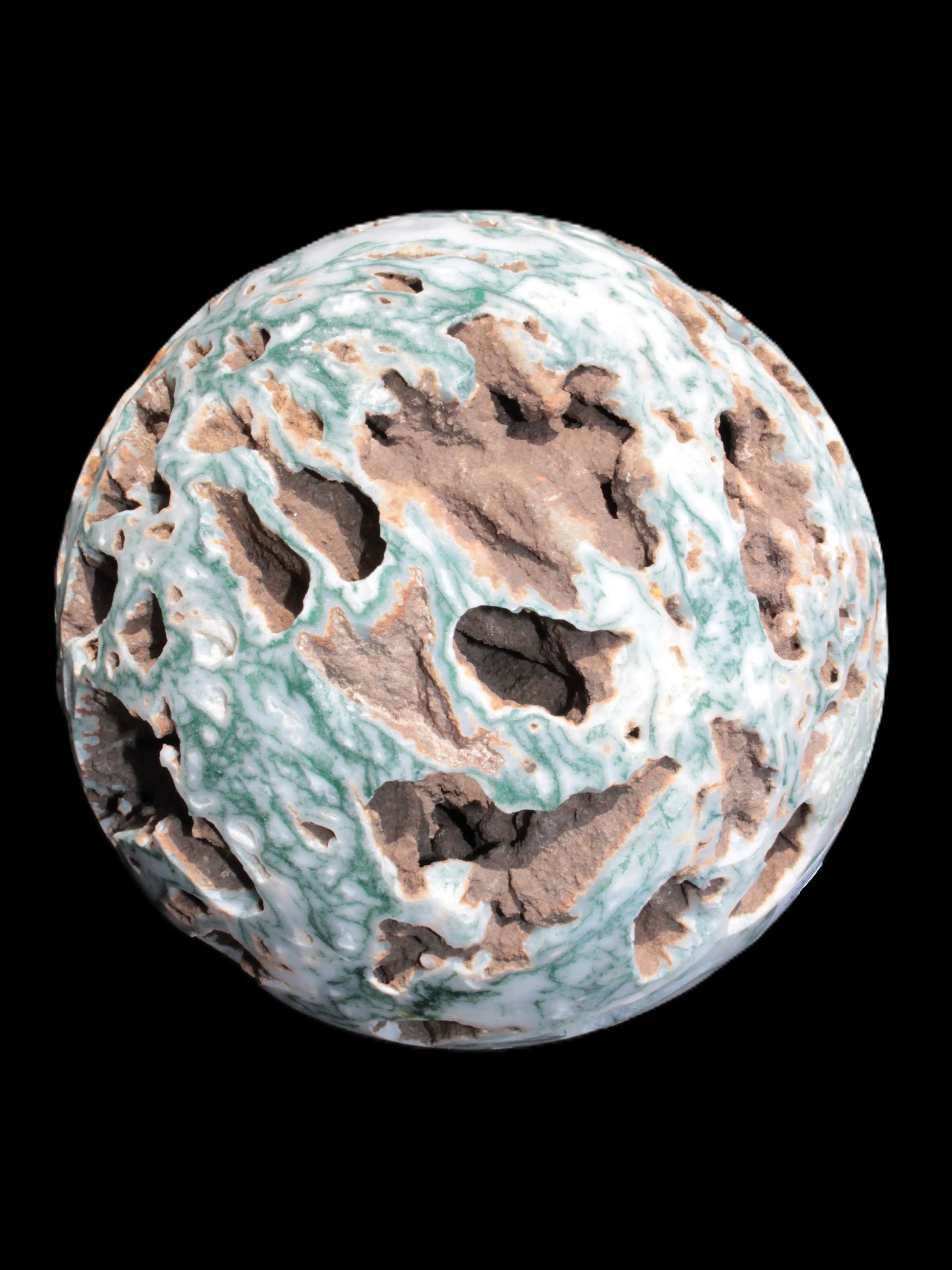 Moss Agate drusy geode sphere 1958g - Rocks and Things Store