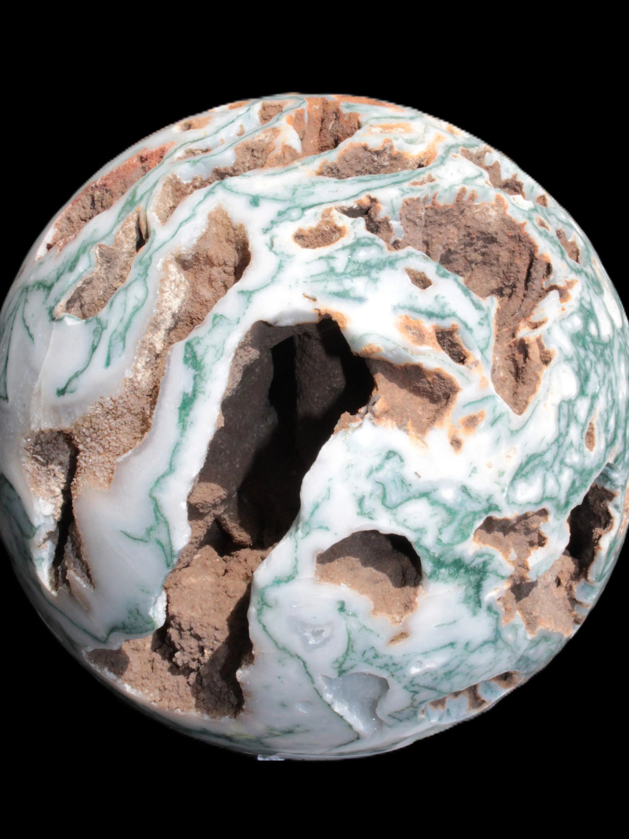 Moss Agate drusy geode sphere 1958g - Rocks and Things Store