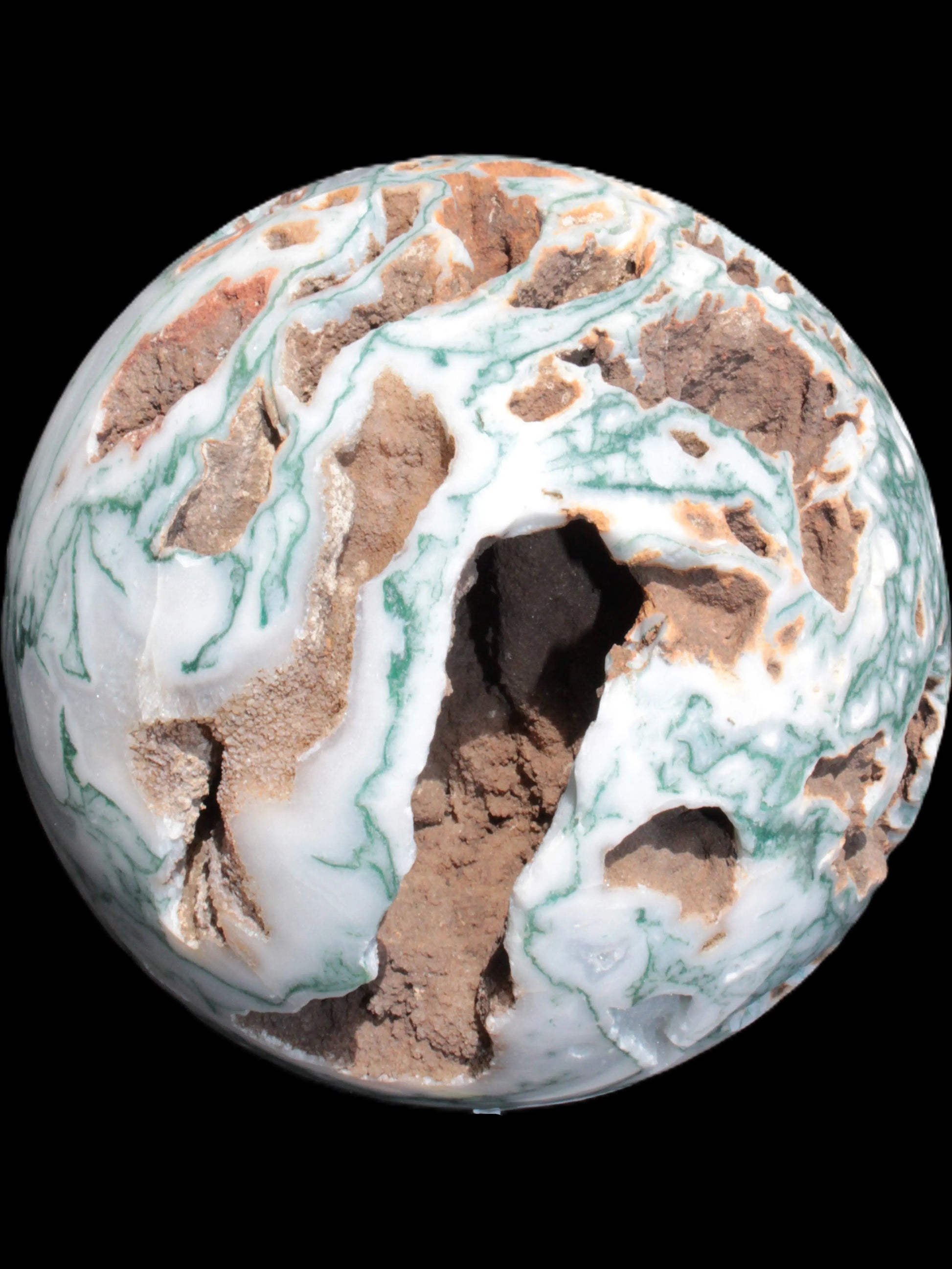 Moss Agate drusy geode sphere 1958g - Rocks and Things Store