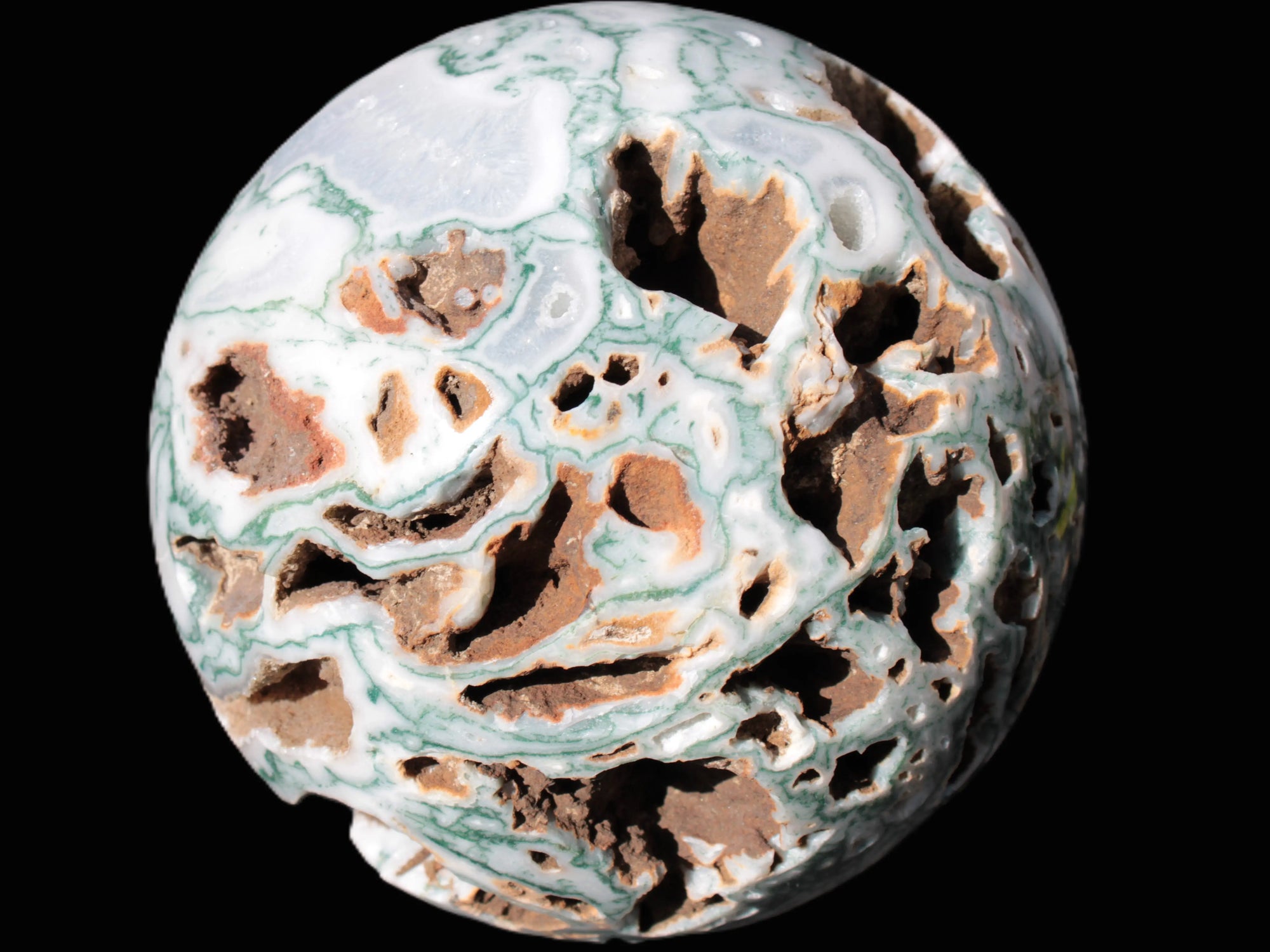 Moss Agate drusy geode sphere 1958g Rocks and Things
