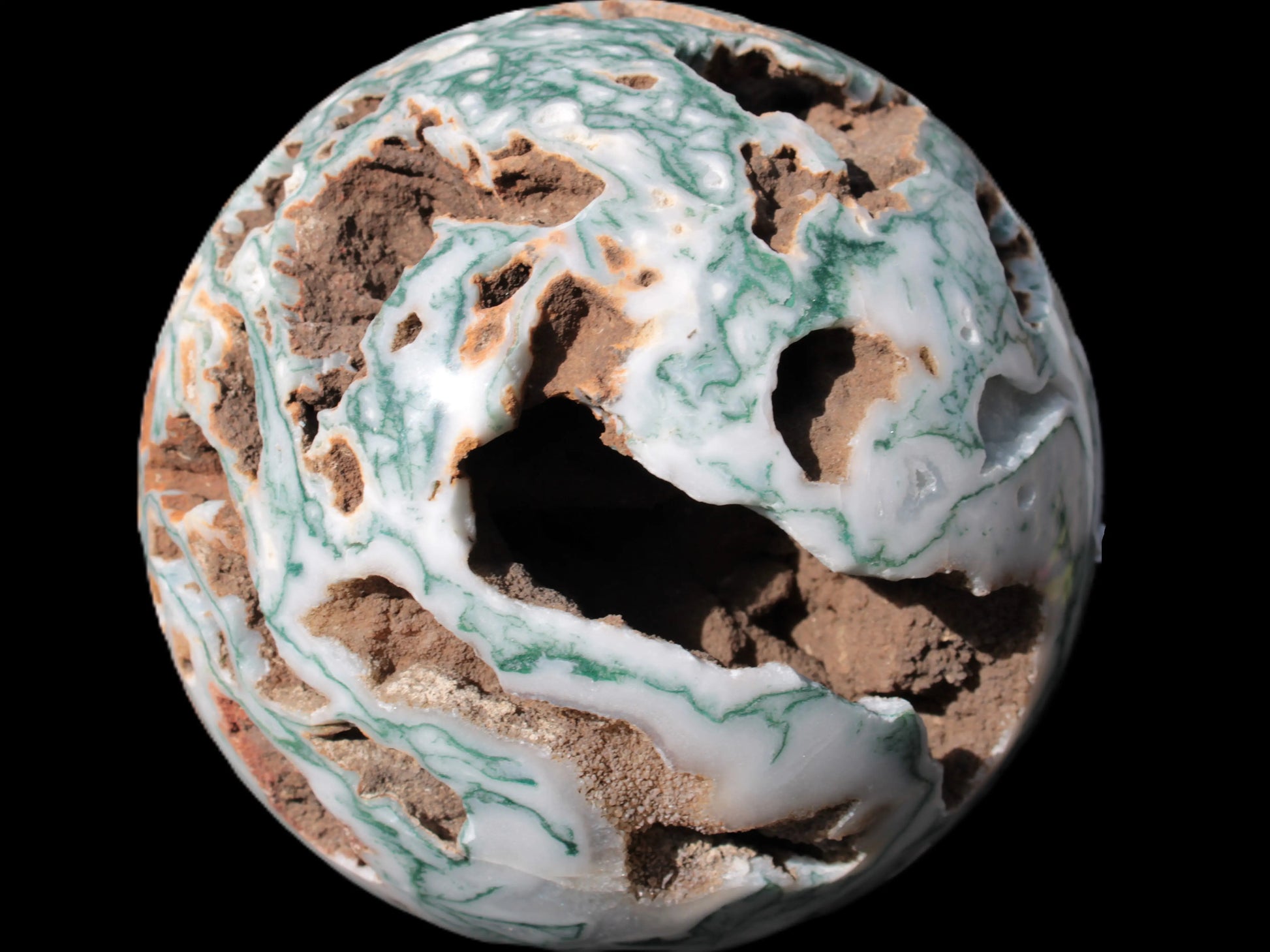 Moss Agate drusy geode sphere 1958g Rocks and Things