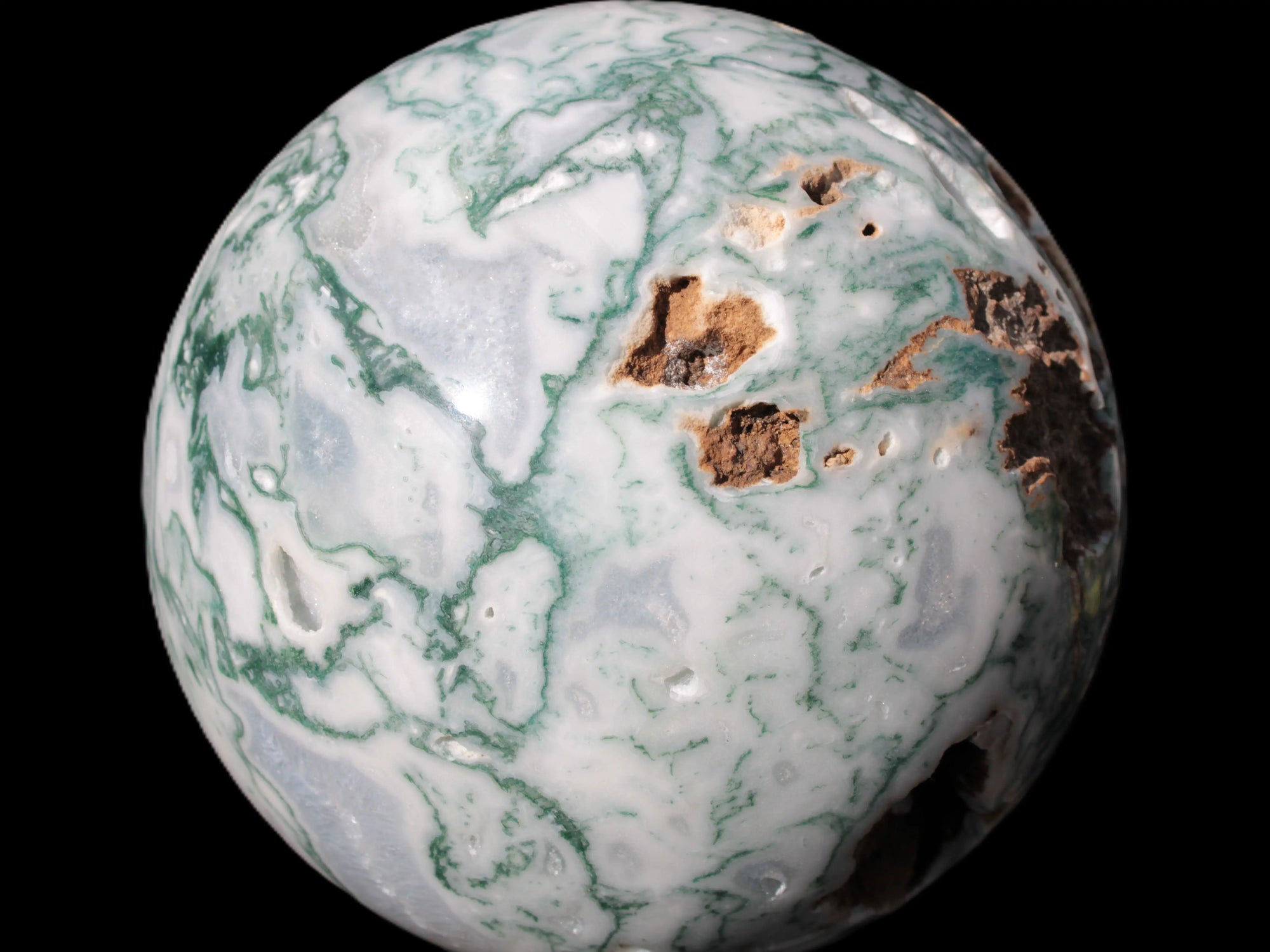 Moss Agate drusy geode sphere 1958g Rocks and Things