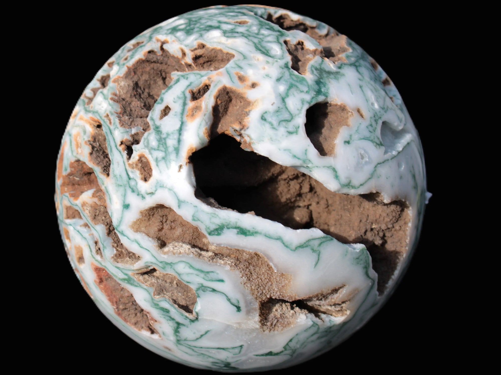 Moss Agate drusy geode sphere 1958g Rocks and Things