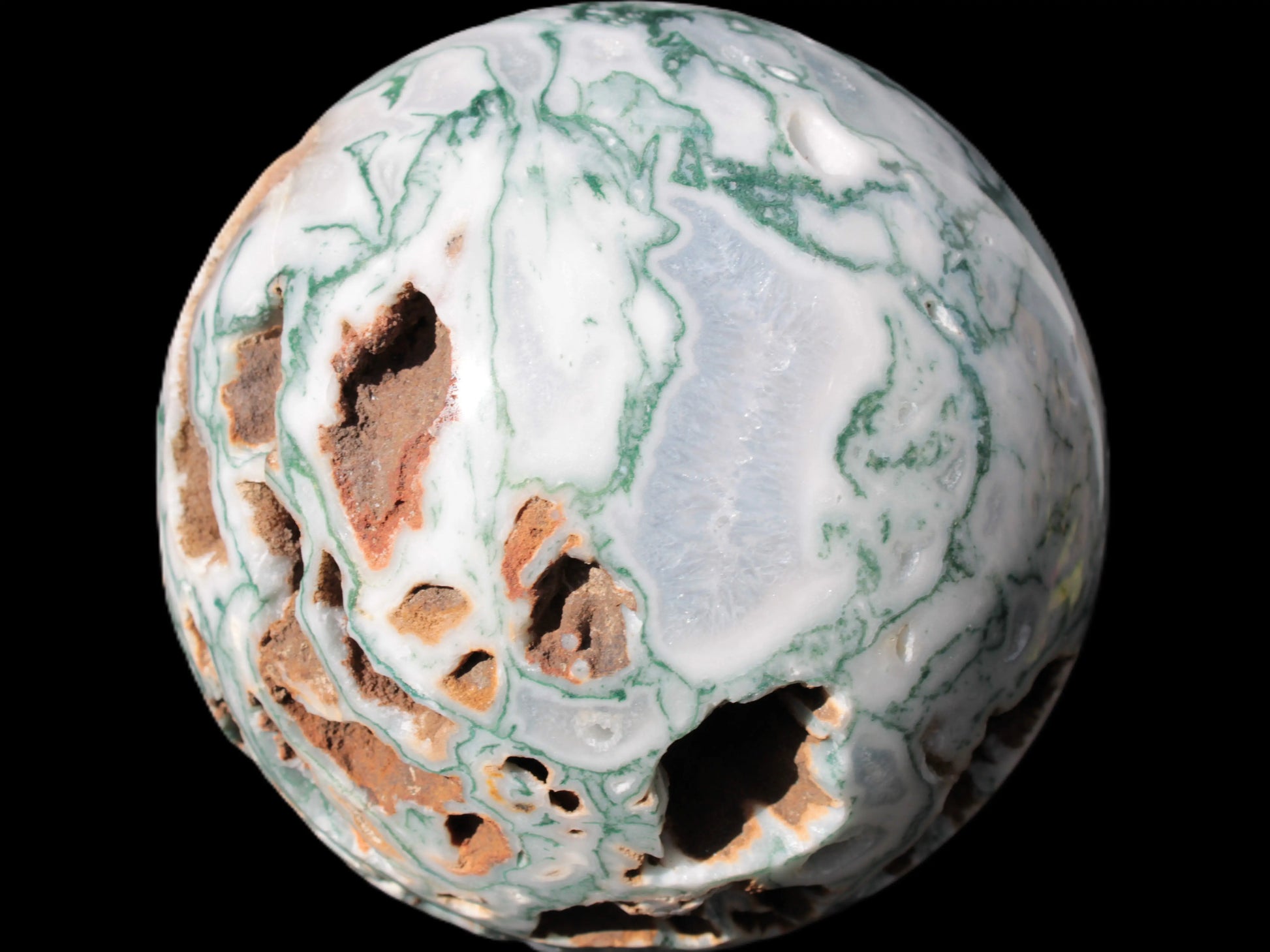 Moss Agate drusy geode sphere 1958g Rocks and Things