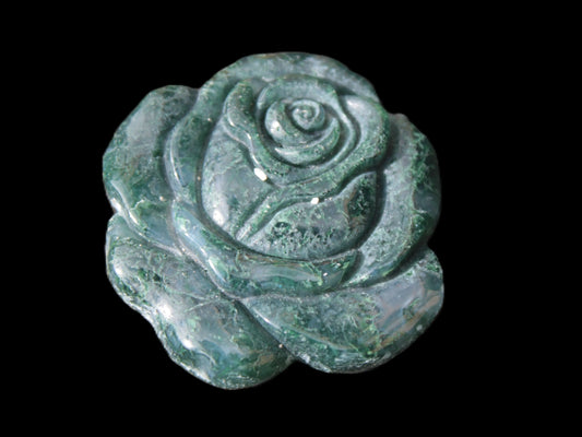 Moss Agate hand-carved rose 32mm 15g Rocks and Things