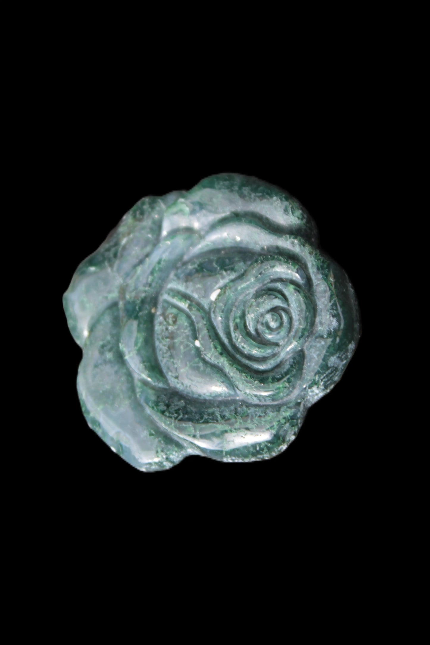 Moss Agate hand-carved rose 32mm 15g Rocks and Things