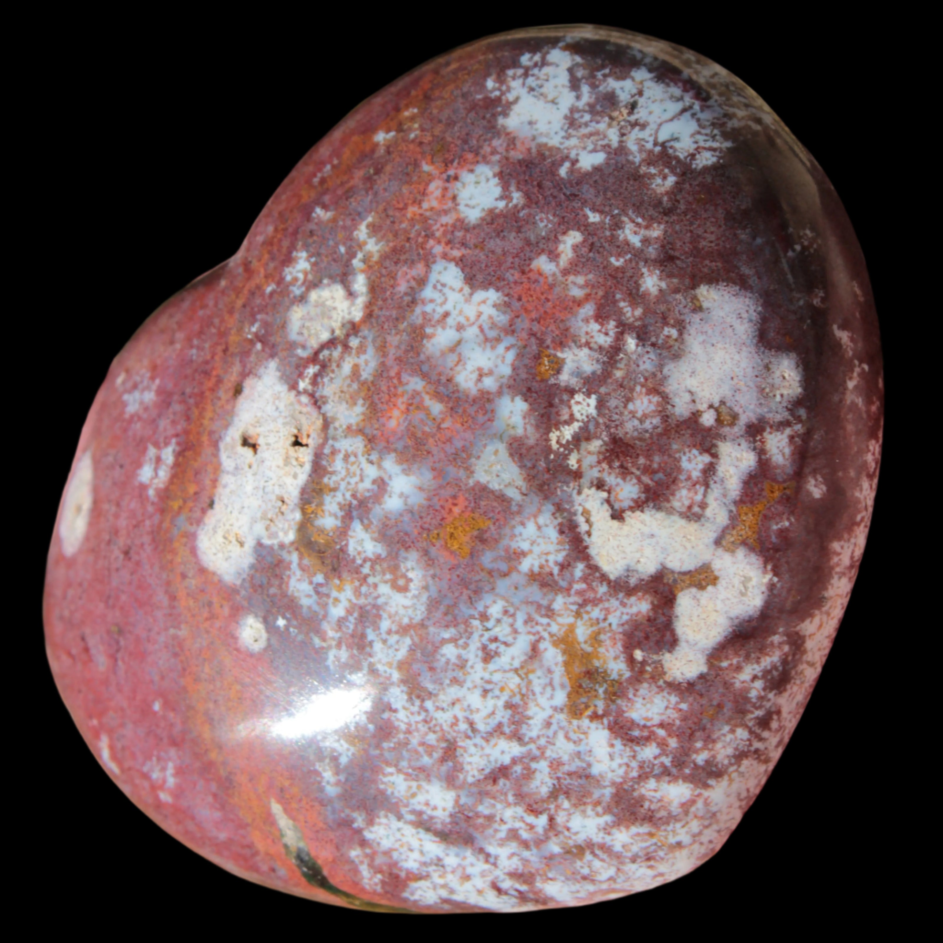 Ocean Jasper heart 216g in sunlight - Rocks and Things Store