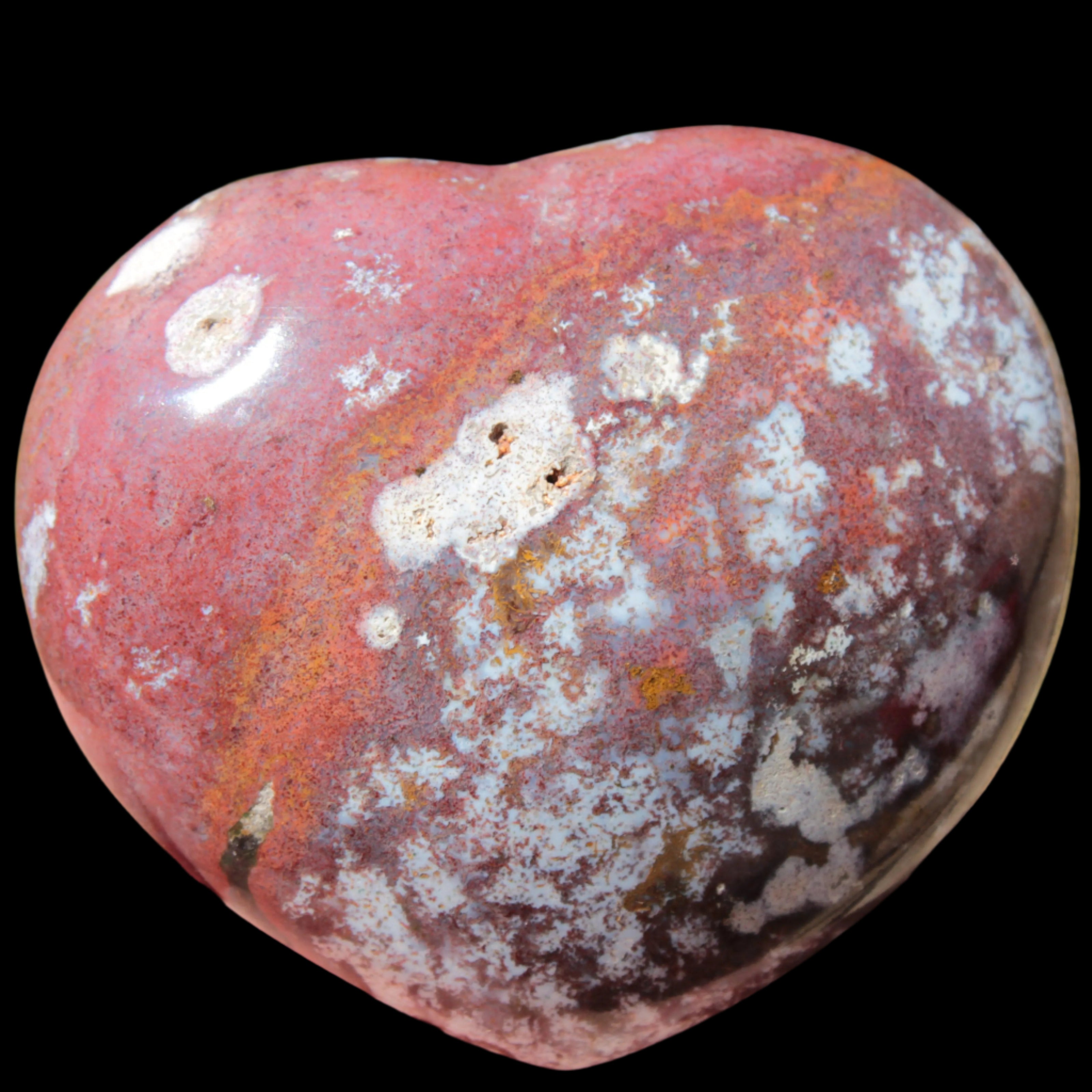 Ocean Jasper heart 216g in sunlight - Rocks and Things Store