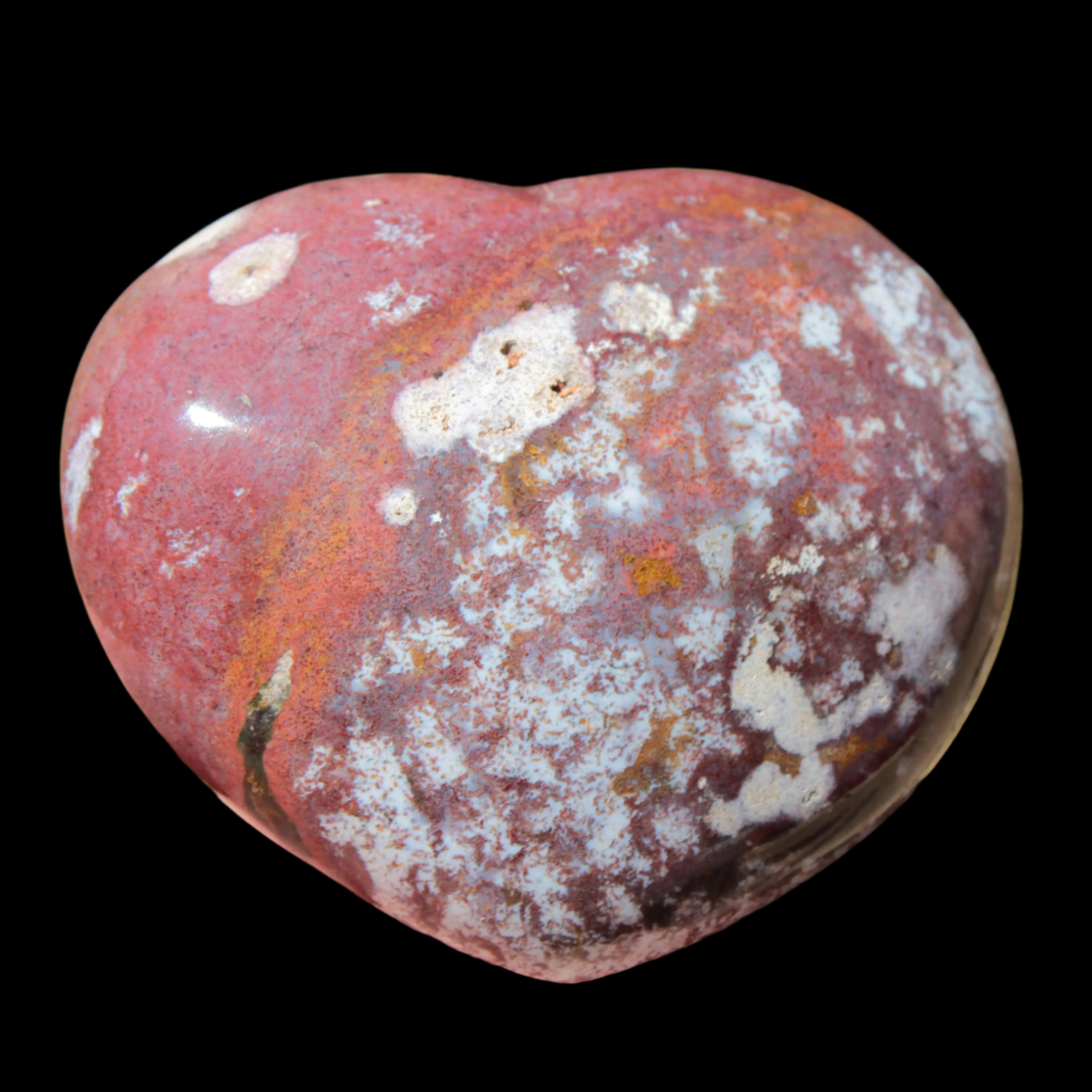 Ocean Jasper heart 216g in sunlight - Rocks and Things Store