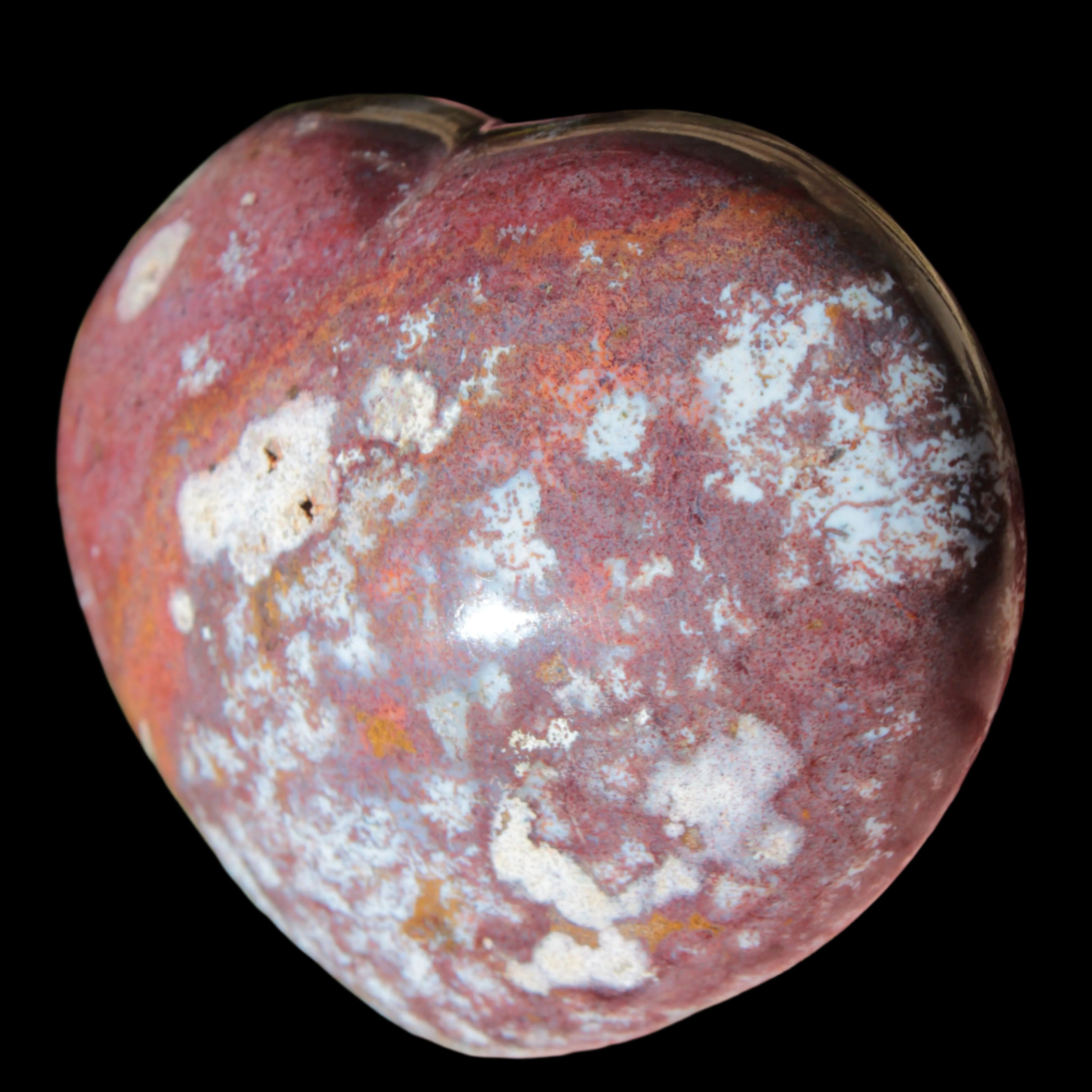 Ocean Jasper heart 216g in sunlight - Rocks and Things Store