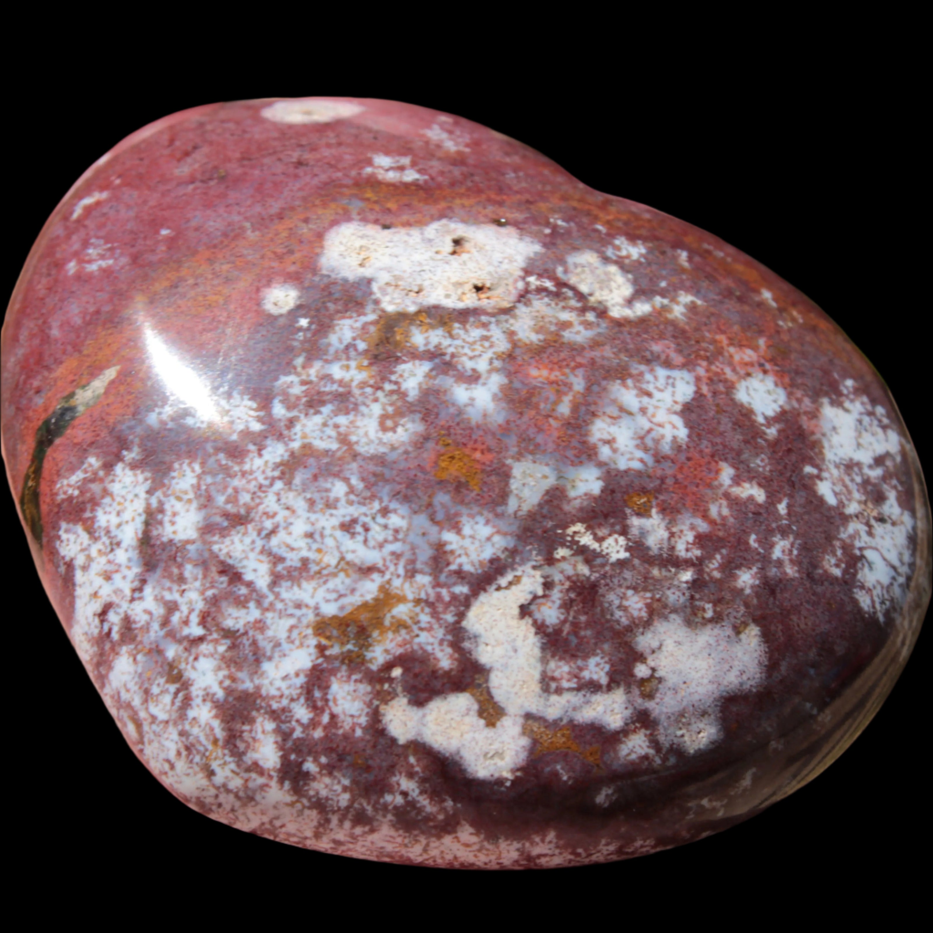 Ocean Jasper heart 216g in sunlight - Rocks and Things Store