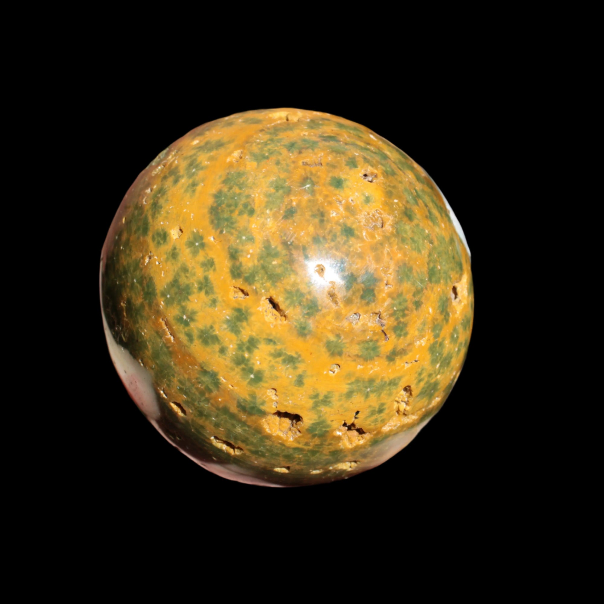 Ocean Jasper hole sphere 70mm 480g - Rocks and Things Store