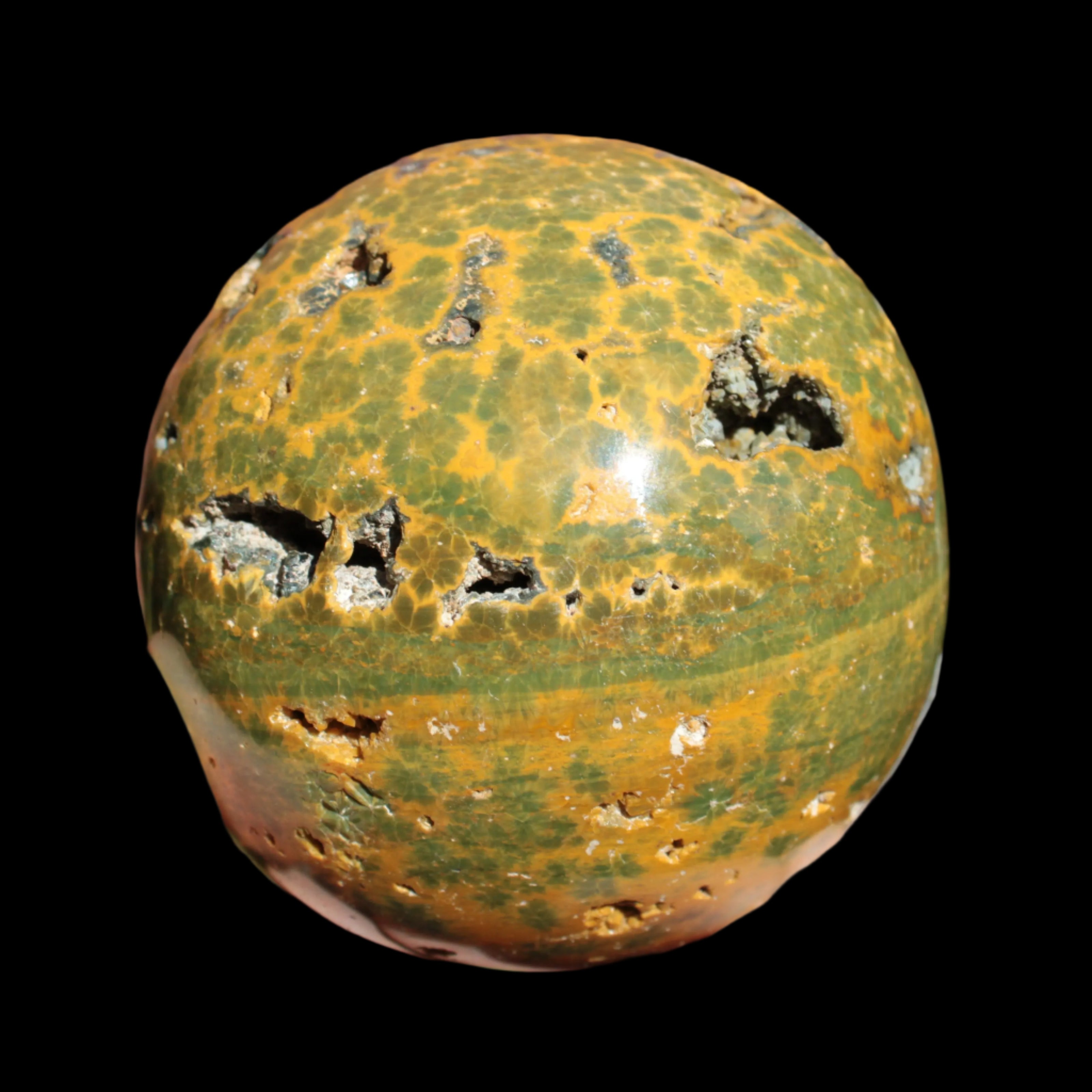Ocean Jasper hole sphere 70mm 480g - Rocks and Things Store