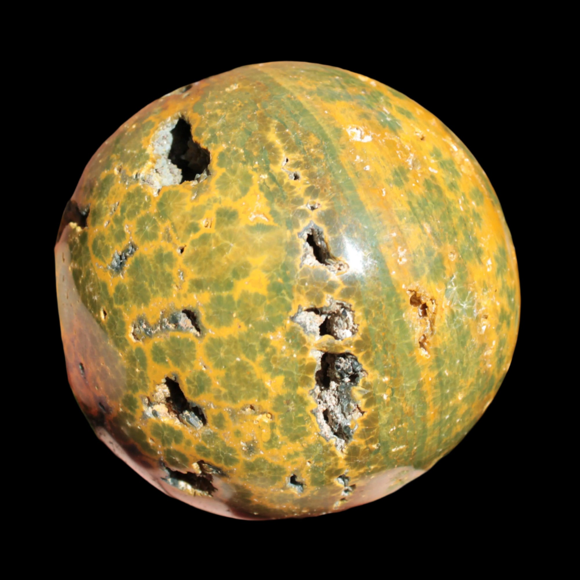 Ocean Jasper hole sphere 70mm 480g - Rocks and Things Store