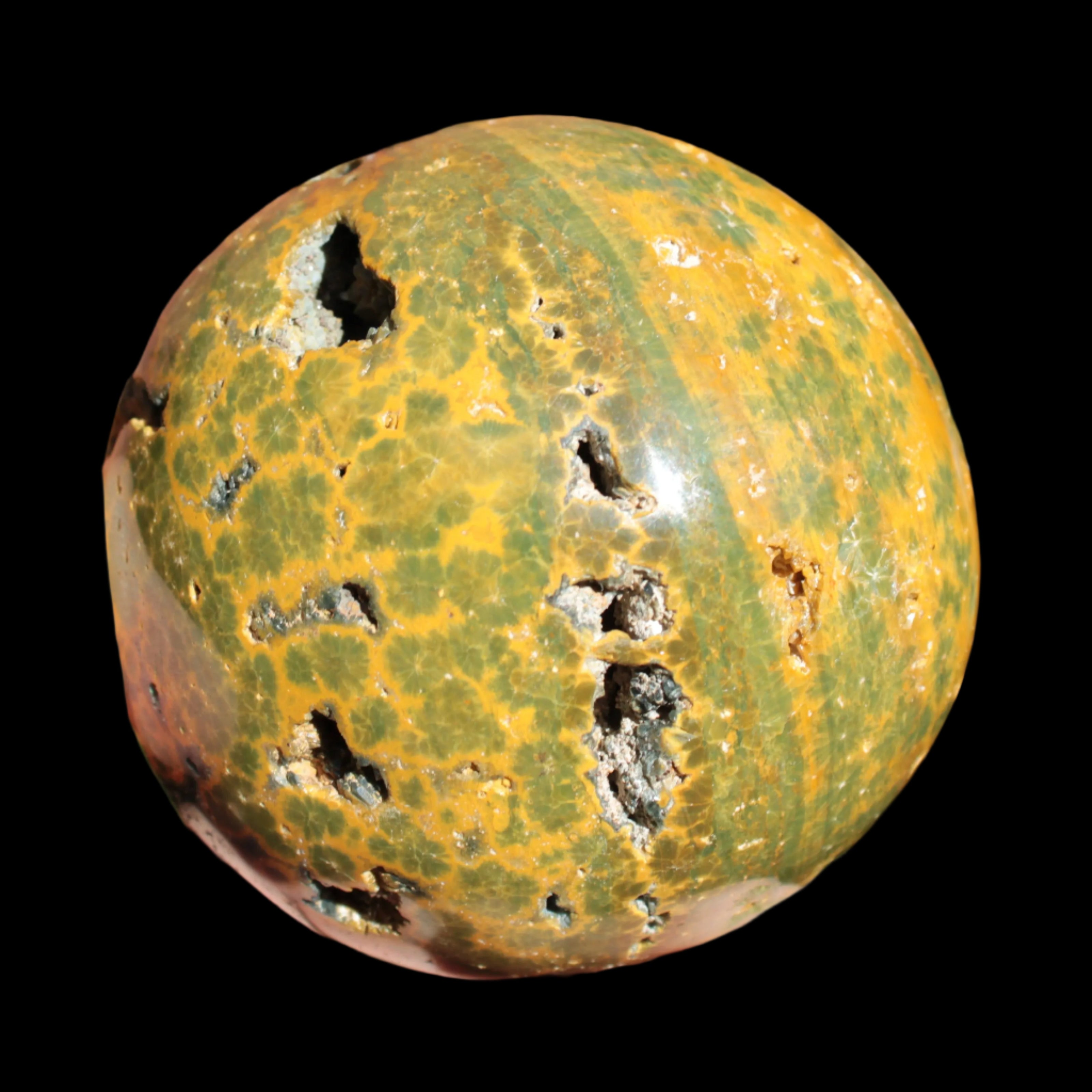 Ocean Jasper hole sphere 70mm 480g - Rocks and Things Store