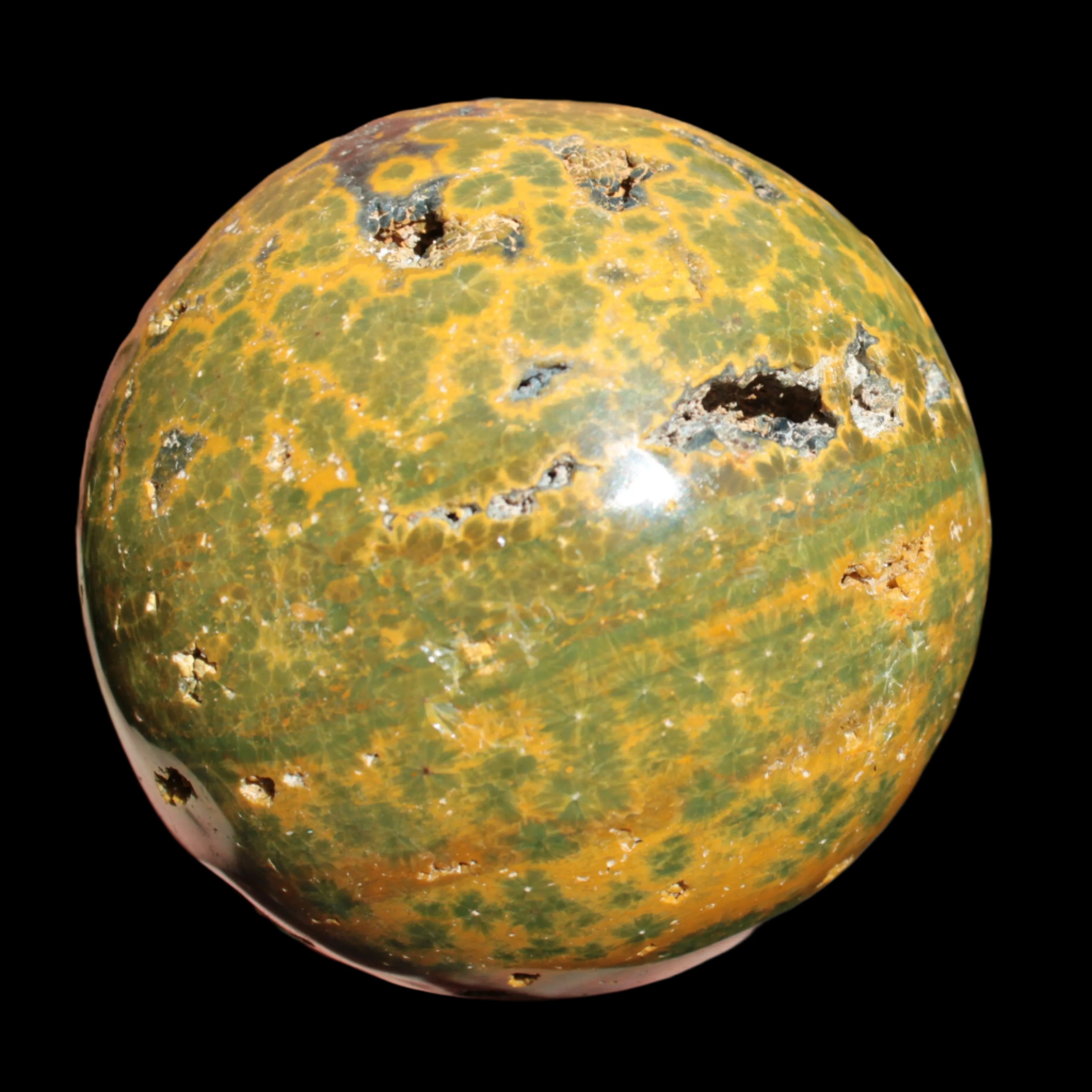 Ocean Jasper hole sphere 70mm 480g - Rocks and Things Store