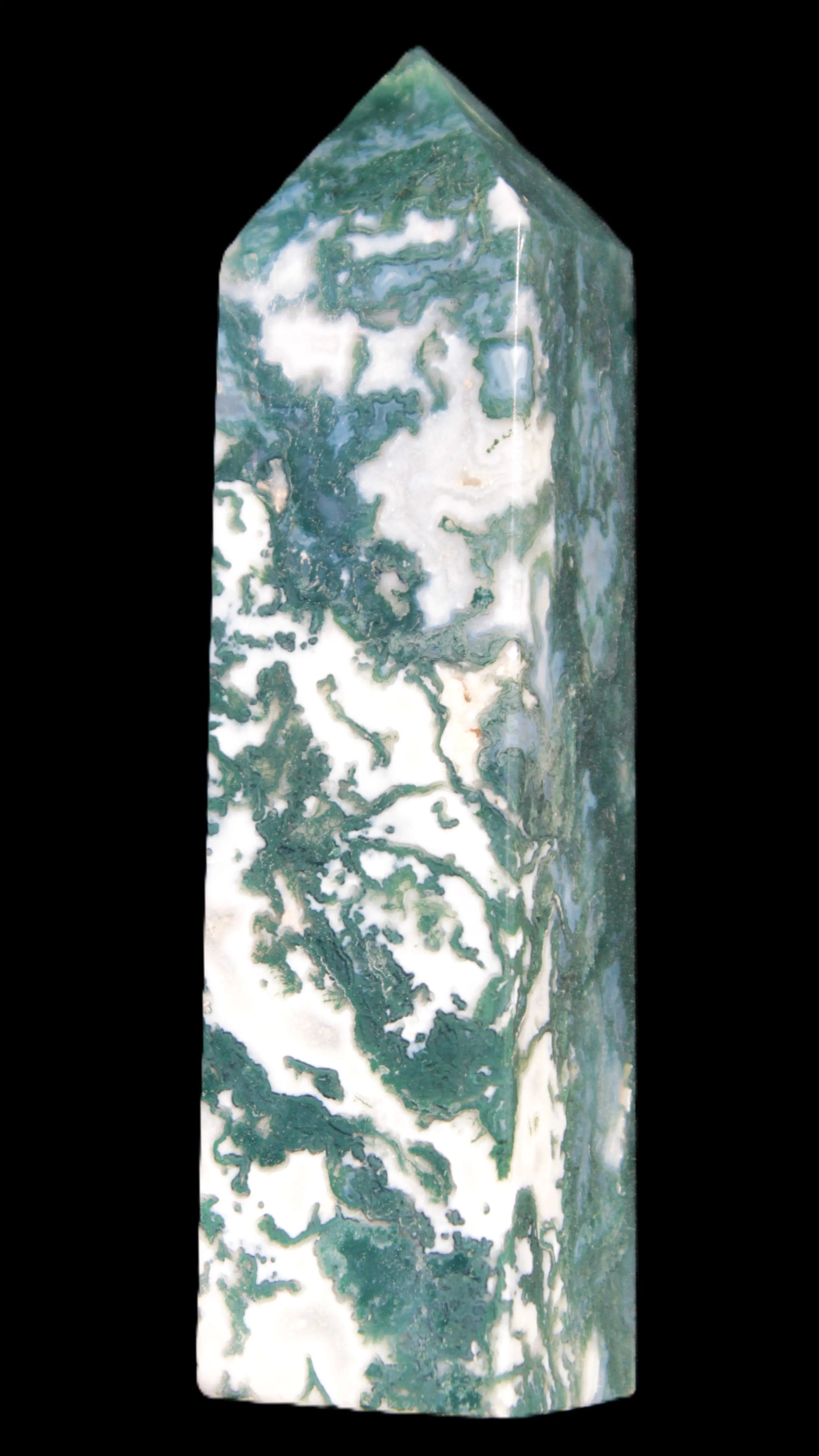 Ocean Moss Agate obelisk 35*147mm 413g Rocks and Things Store